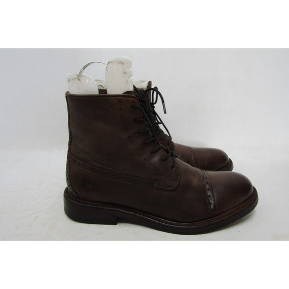 Frye Mens Size 9.5 Brown Leather Lace Up Zip Brogue Casual Shoes main image 11